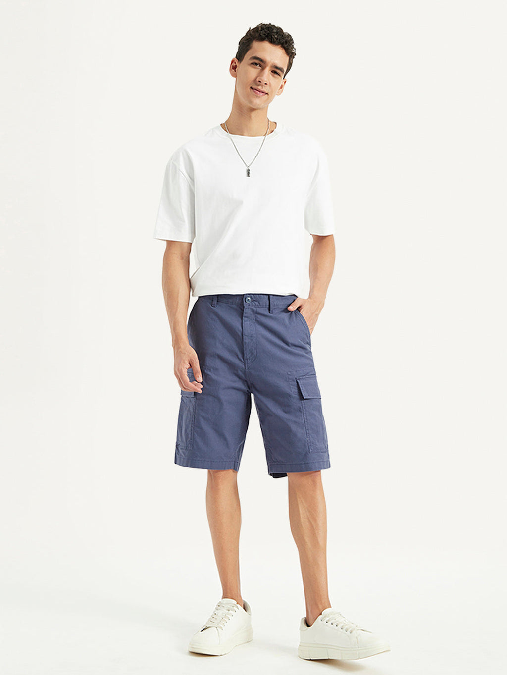 Men's Blue Cargo Fit Shorts