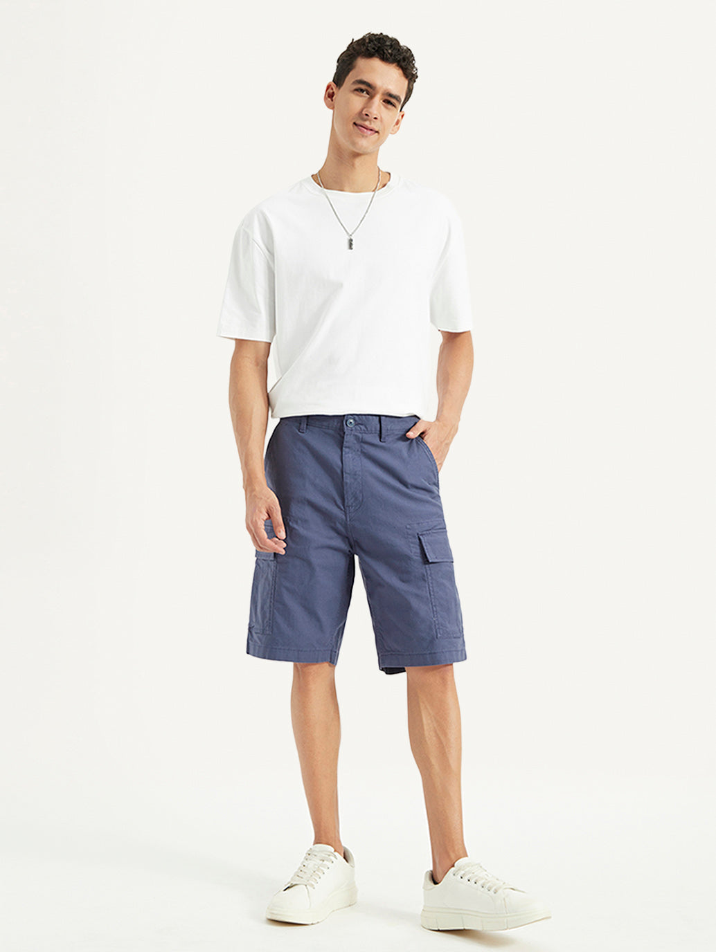 Men's Blue Cargo Fit Shorts