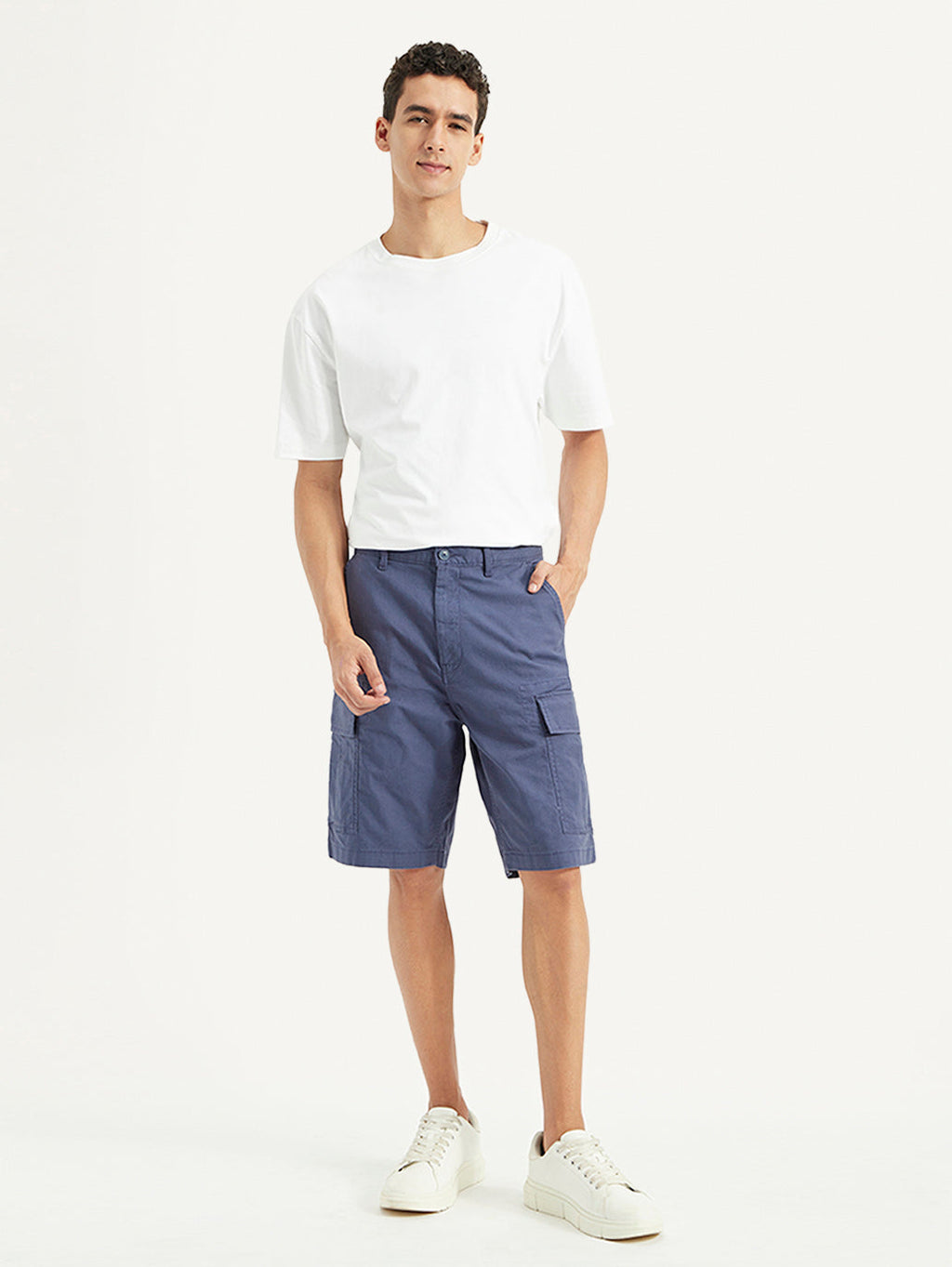 Men's Blue Cargo Fit Shorts