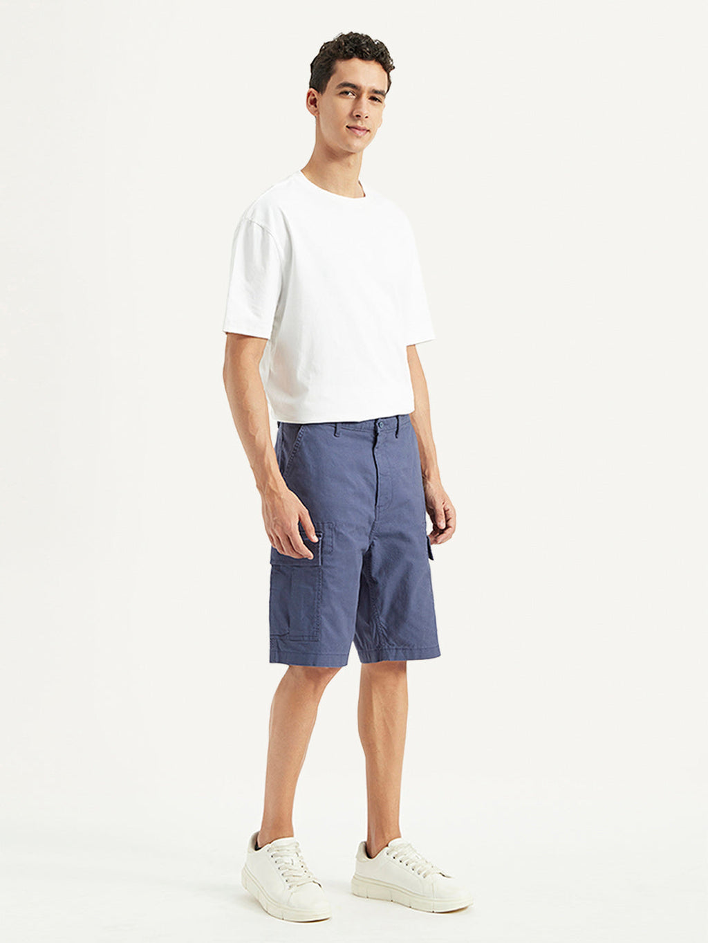 Men's Blue Cargo Fit Shorts