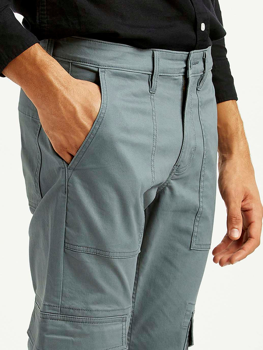 Men's Grey Slim Fit Cargo Trousers