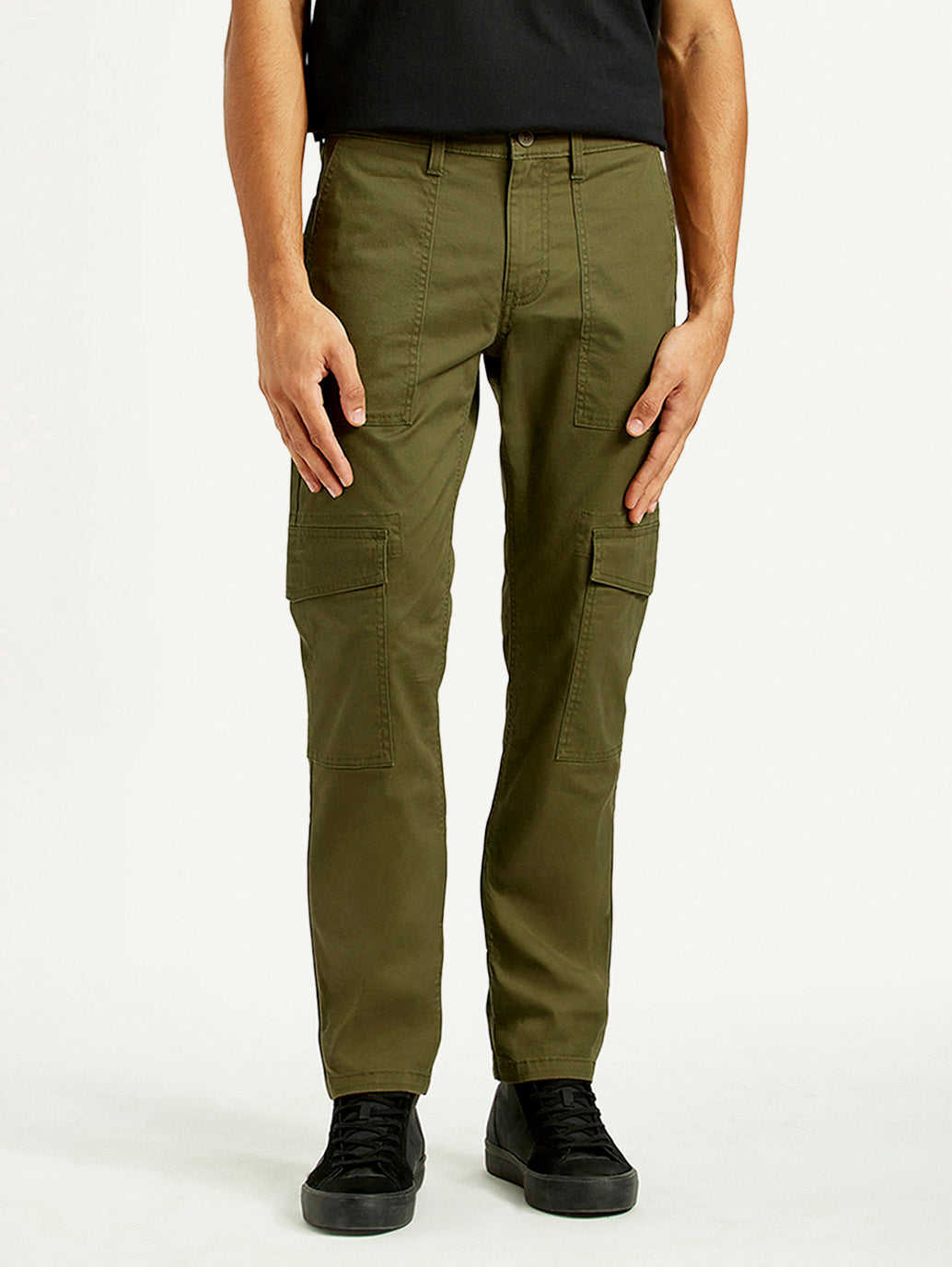 Men's Olive Green Slim Fit Cargo Trousers