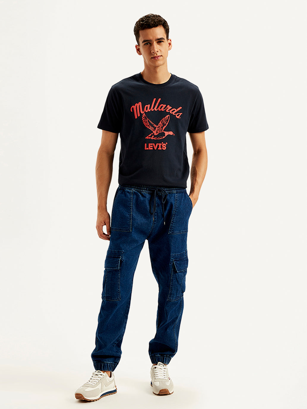 Men's Indigo Tapered Cargo Trousers