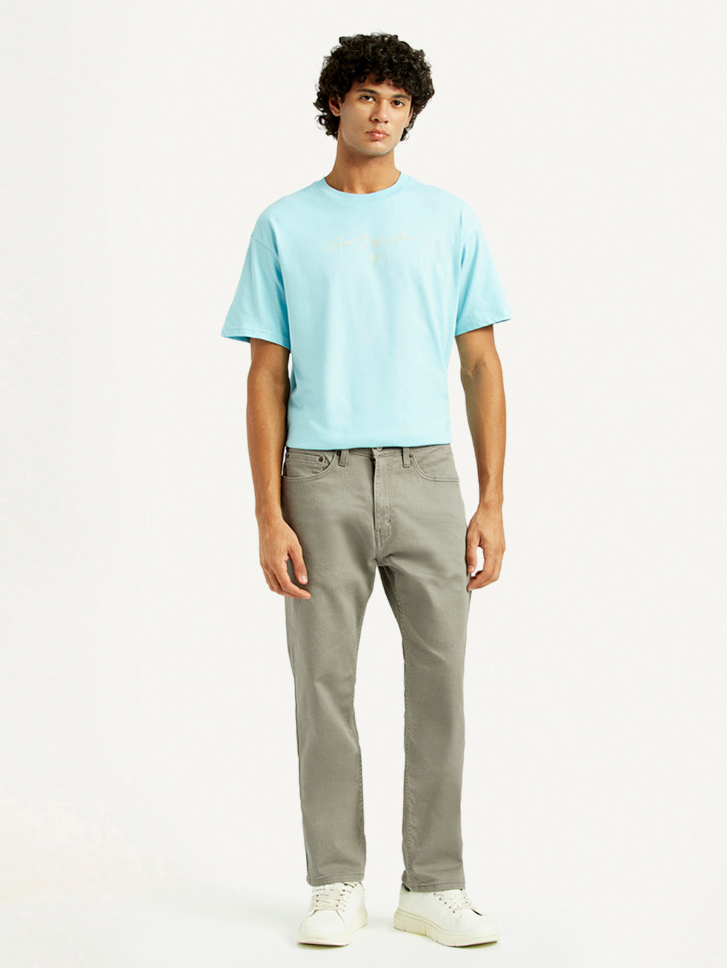 Men's 505 Grey Overdyed Straight Fit Mid Rise Jeans