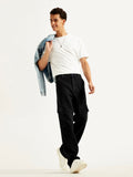 Men's 568 Black Loose Straight Cargo Trousers