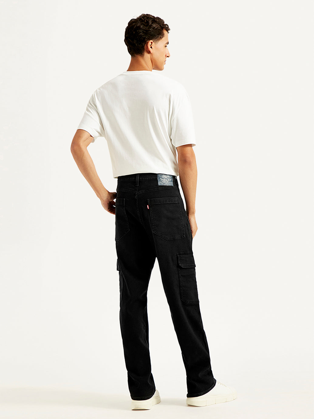 Men's 568 Black Loose Straight Cargo Trousers