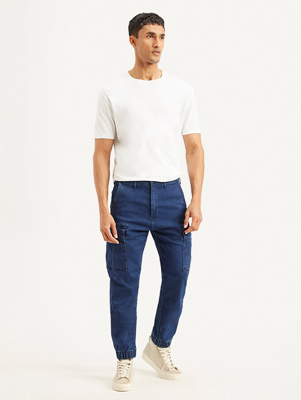 Men's Tapered Dark Blue Utility Cargo Jogger