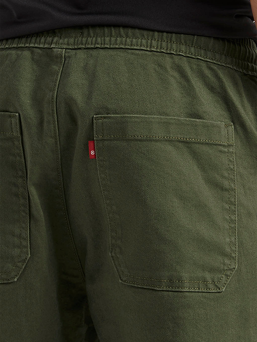 Men's Olive Tapered Fit Cargo Trousers