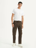 Men's Dark Brown Tapered Fit Cargo Trousers