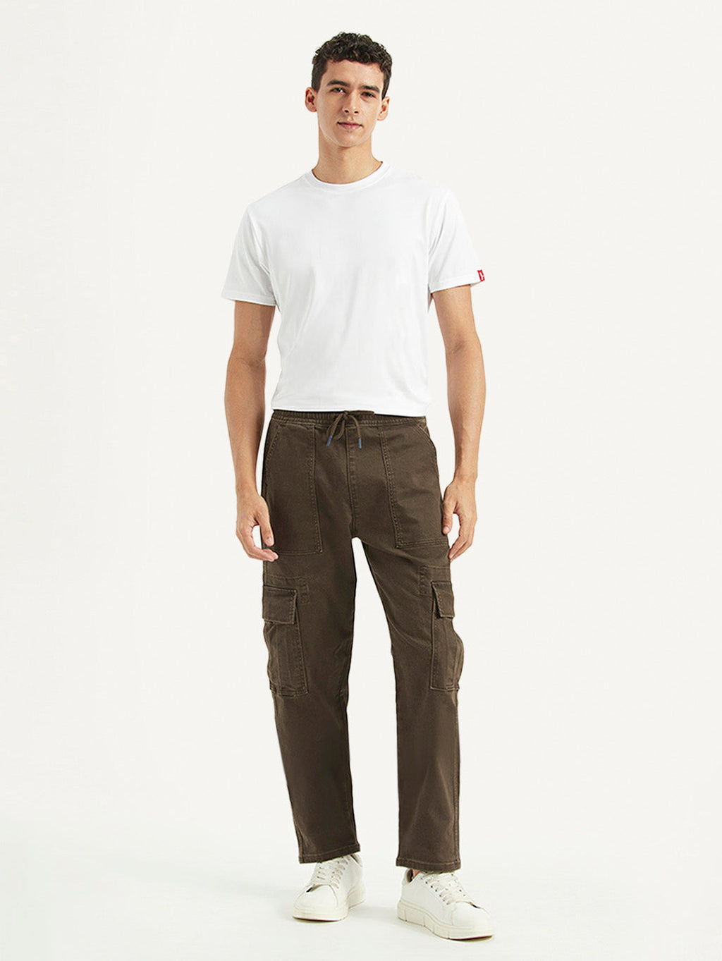 Men's Dark Brown Tapered Fit Cargo Trousers