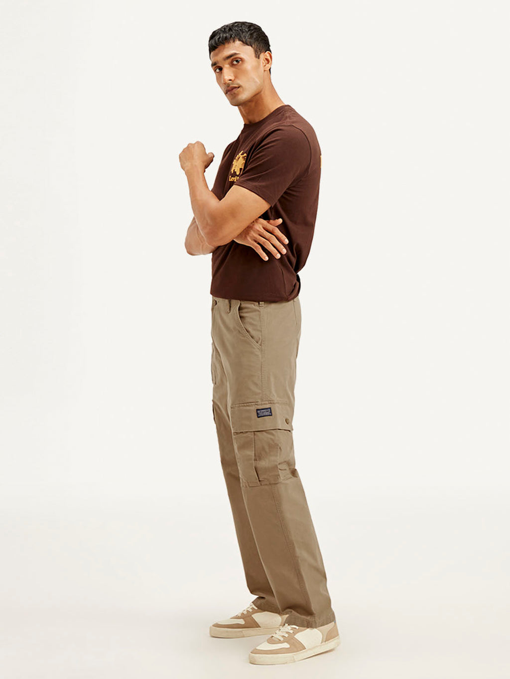 Men's Brown Loose Fit Cargo Trousers