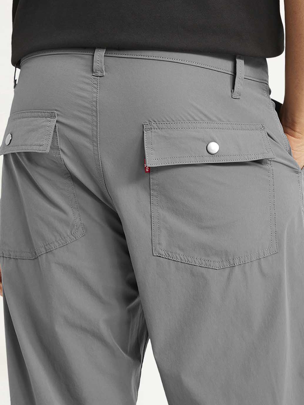 Men's Grey Loose Fit Chino Cargos