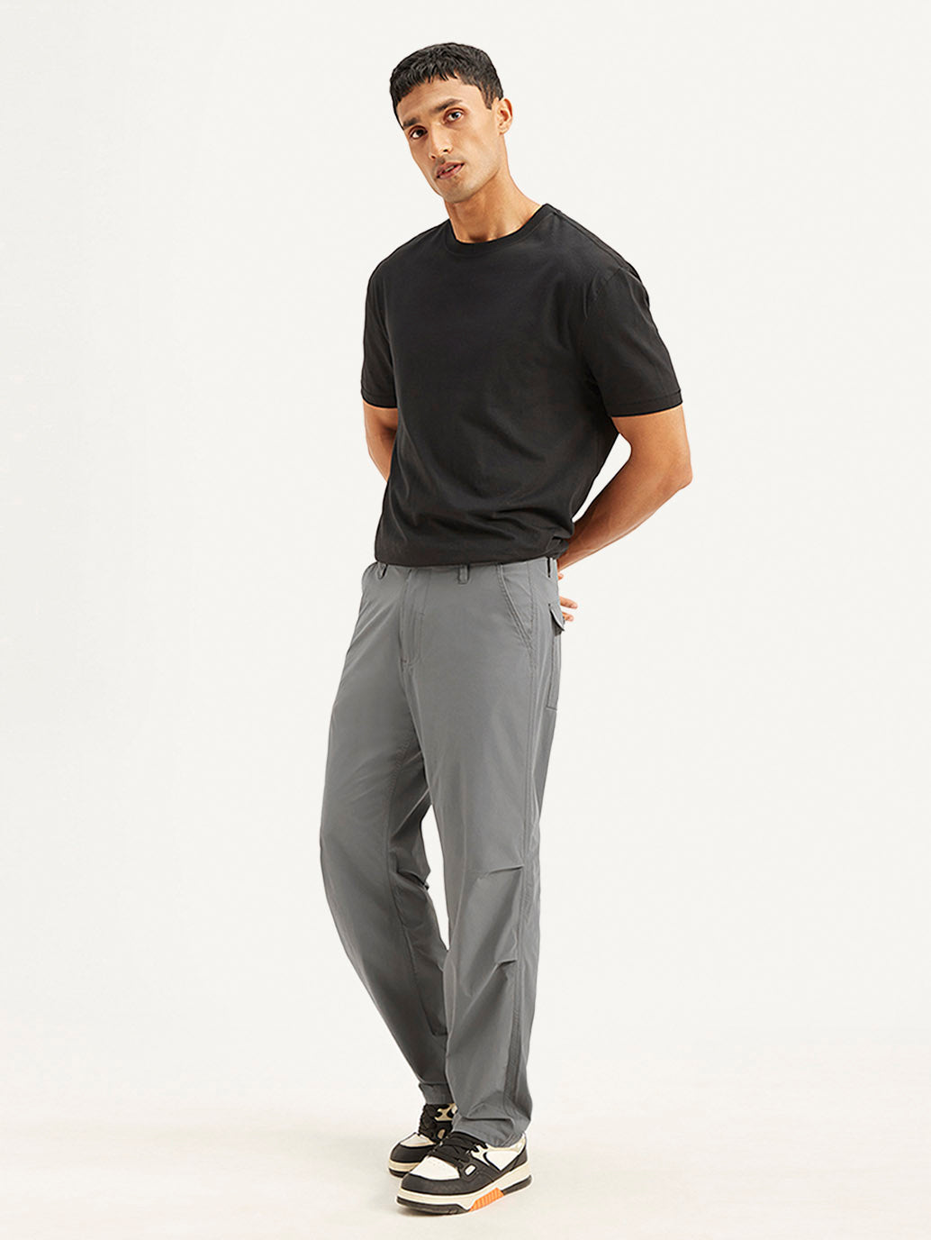 Men's Grey Loose Fit Chino Cargos
