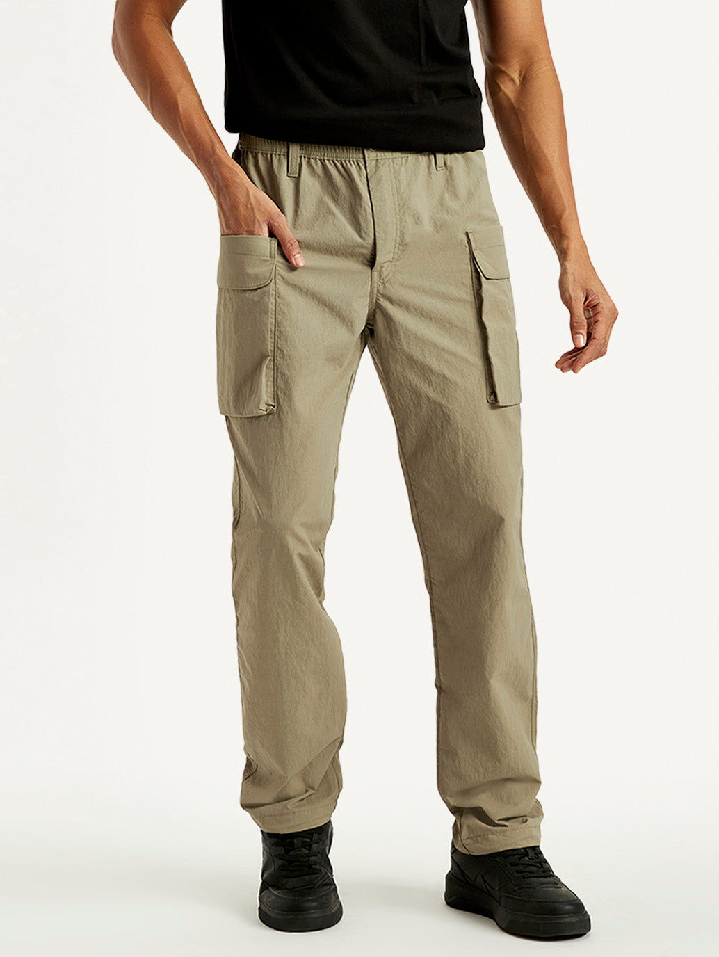 Men's Khaki Authentic Straight Fit Cargo Trousers