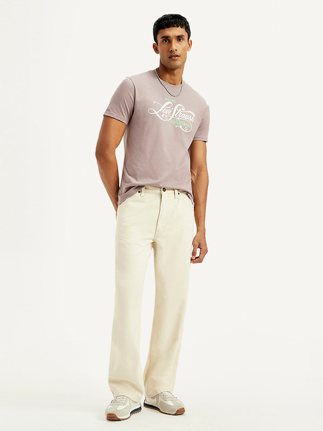 Men's 578 Cream Baggy Fit Mid Rise Carpenter Jeans