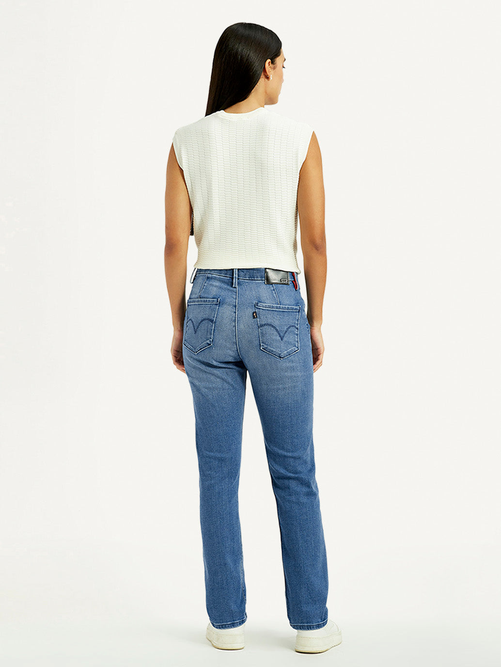 Women's Redloop Light Blue Wedgie Straight Fit Mid Rise Jeans