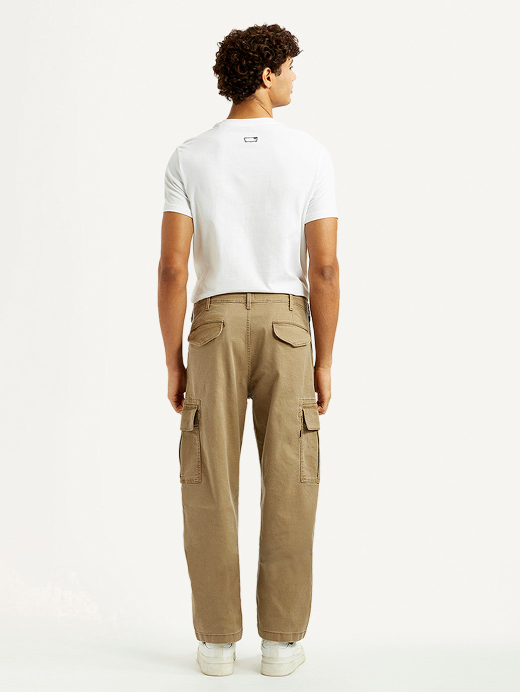 Men's Khaki Overdyed Tapered Fit Mid Rise Cargo Trousers