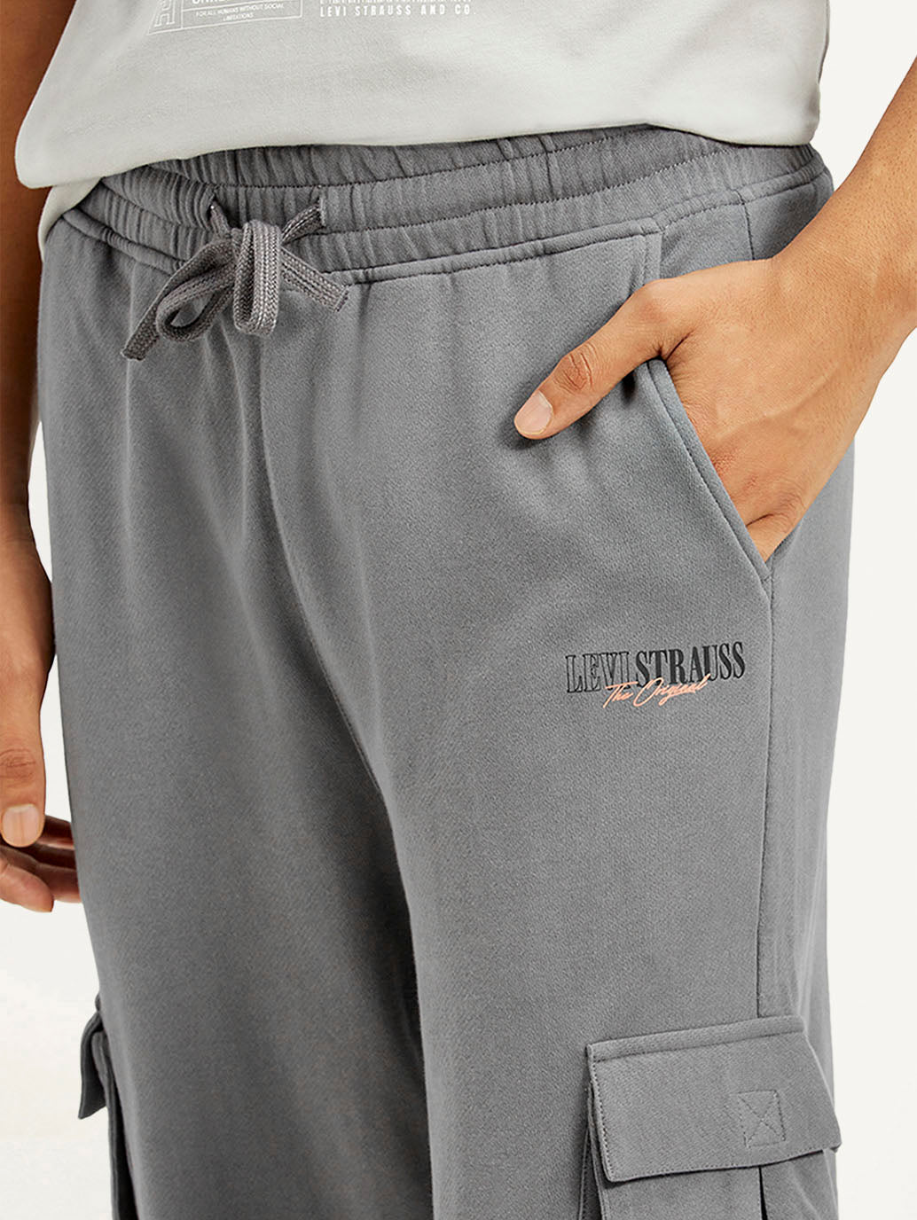 Men's Grey Relaxed Fit Cargo Trousers