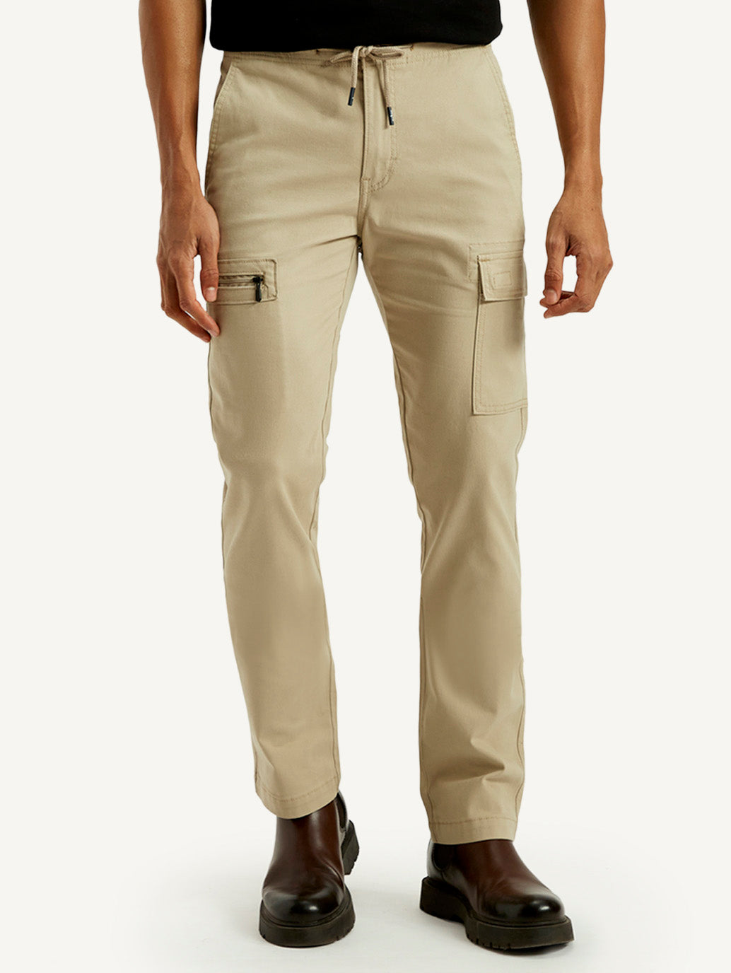 Men's 511 Beige Slim Fit Mid Rise Cargo Trousers