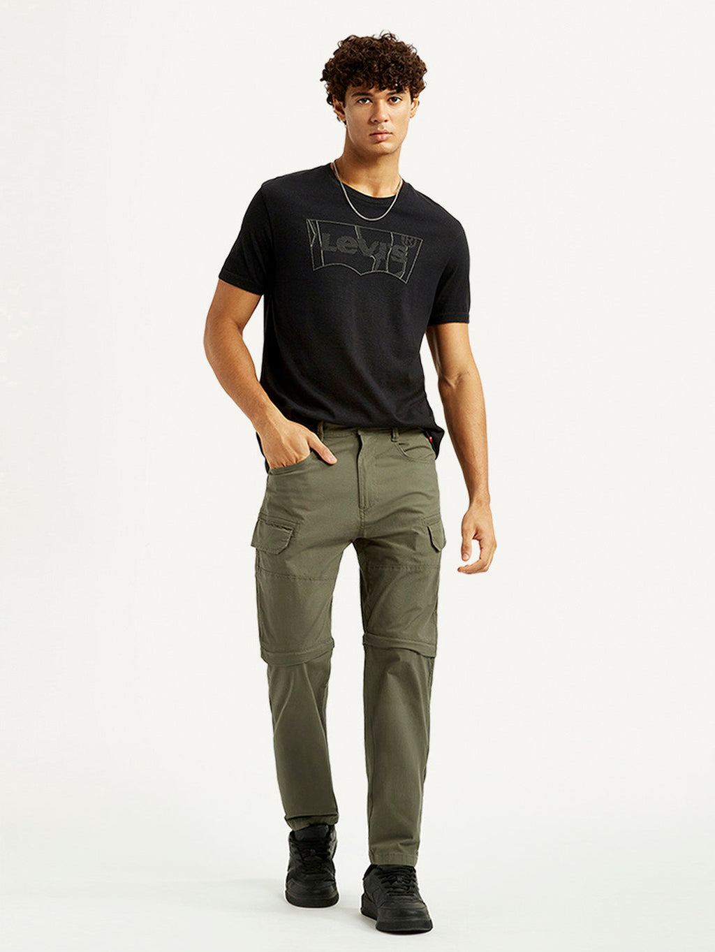 Men's Olive Slim Fit Cargos
