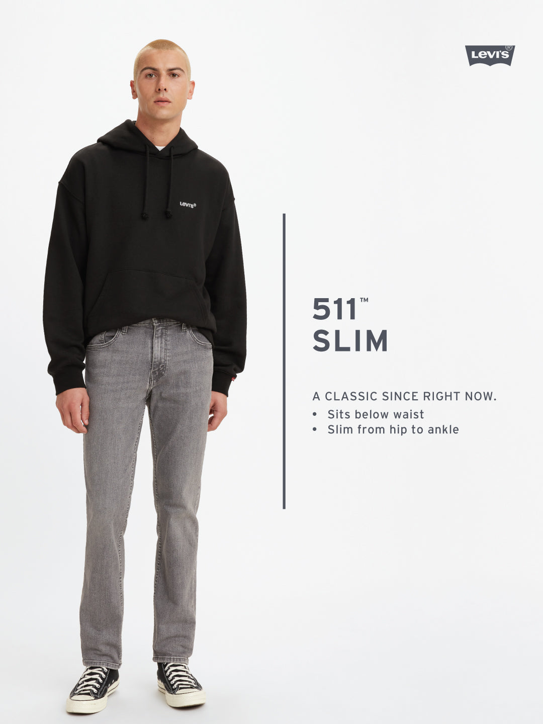 Men's 511 Grey Slim Fit Mid Rise Jeans