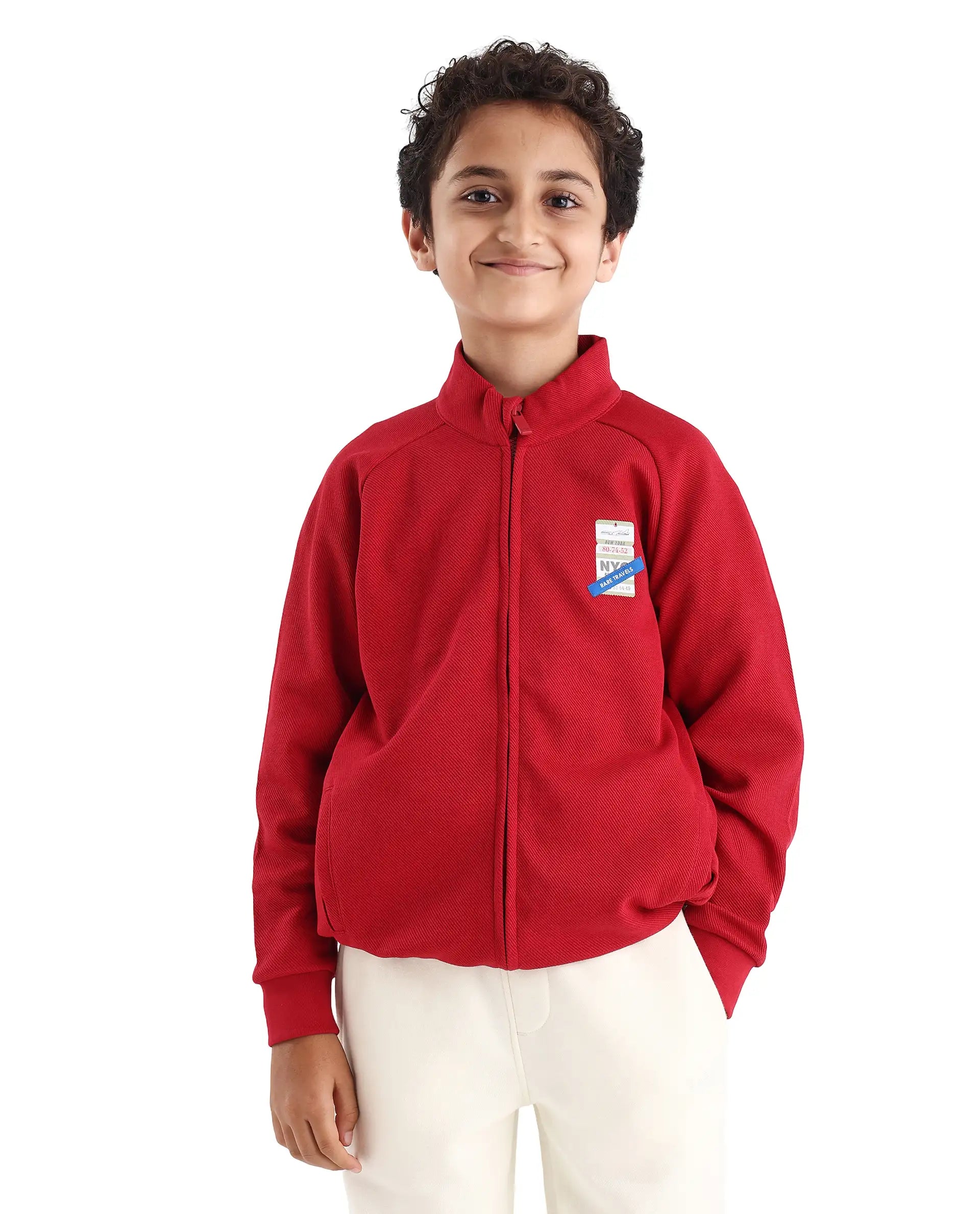 Rare Ones Kids Dane Red Cotton Turtle Neck Oversized Sweatshirt