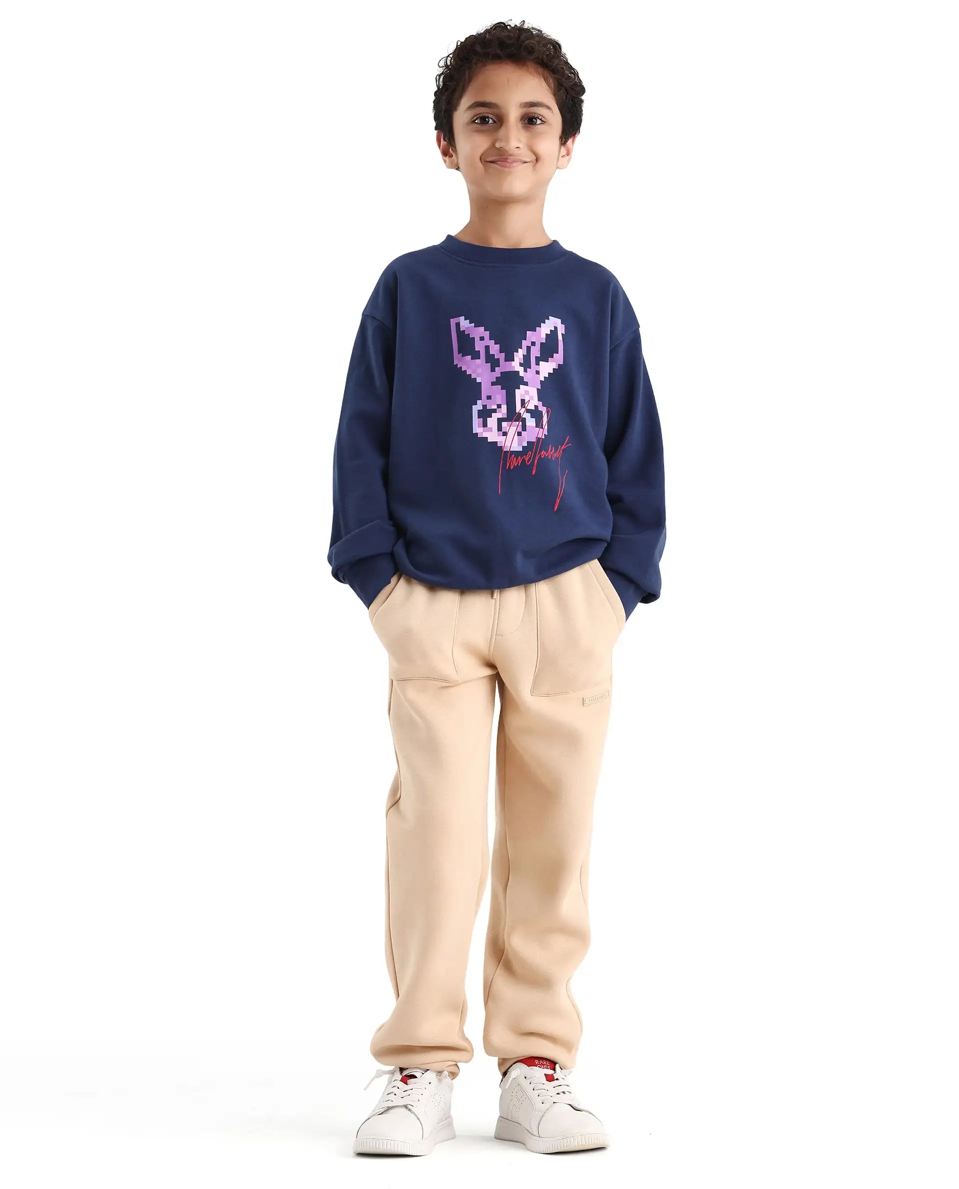 Rare Ones Kids Elio-B Beige Cotton Blend Drawstring Closure Regular Fit Trackpant