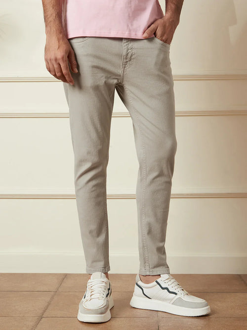 Casual Slim Tapered Jeans | Beige