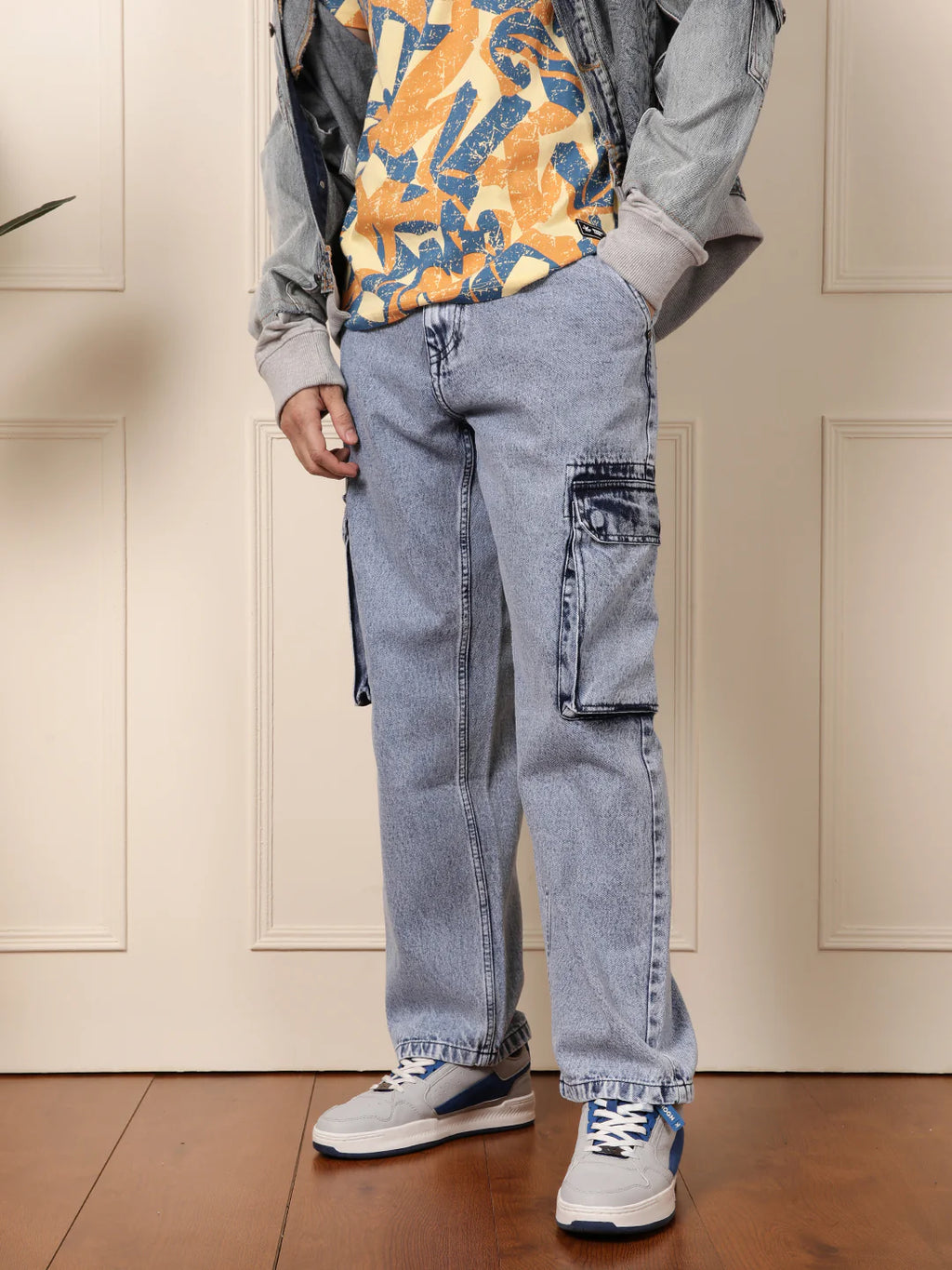 Loose Fit Superstone Denim Cargo | Light Blue