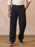Stacked Loose Fit Cargo Trouser | Black