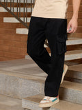 Solid Loose Fit Denim Cargo | Black