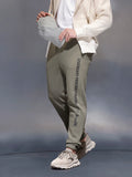 Men's casual slim fit jogger with typographic print design | Olive