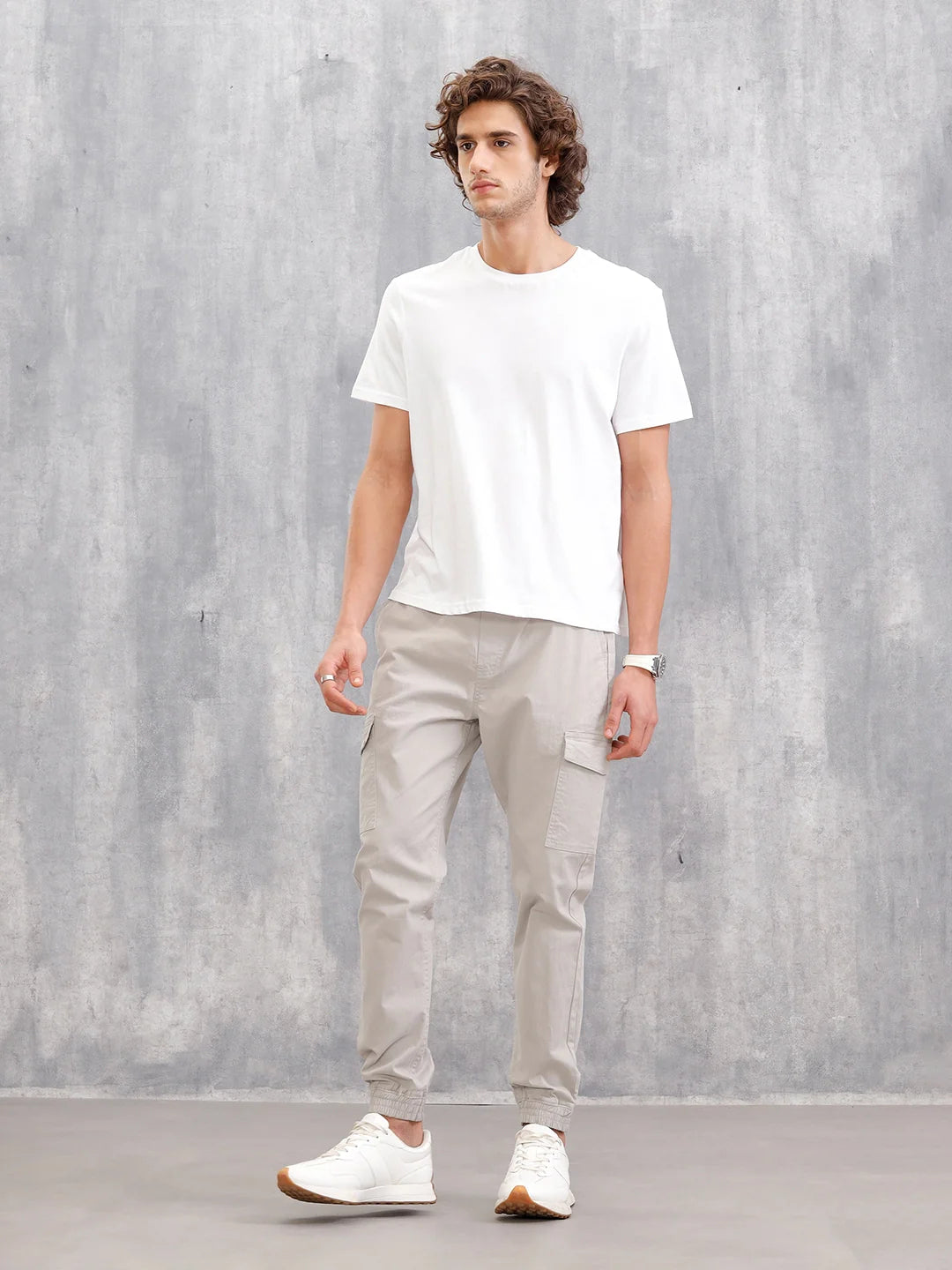 Cotton Stretch Twill Cargo Jogger I Light Grey