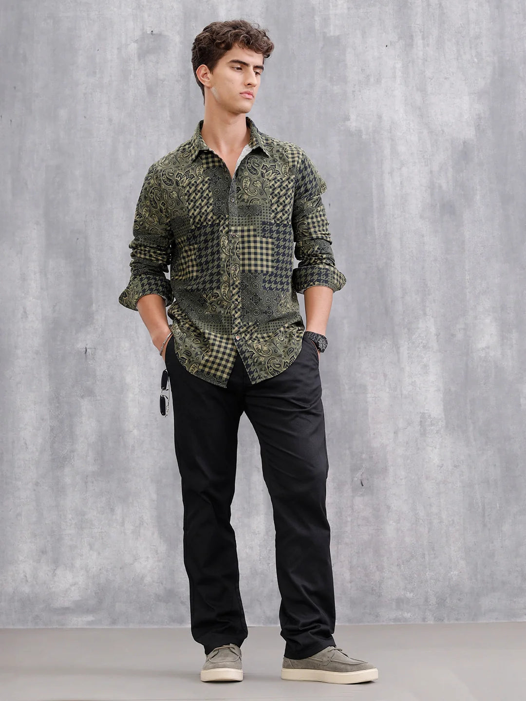 Straight Fit Aop Twill Stretch Woven Jogger | Black