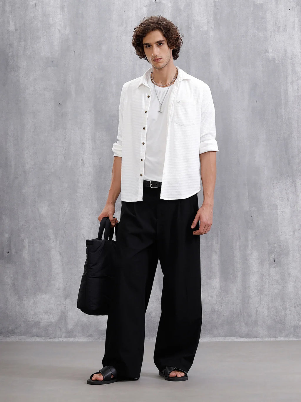 Textured Full Sleeve Shirt | White