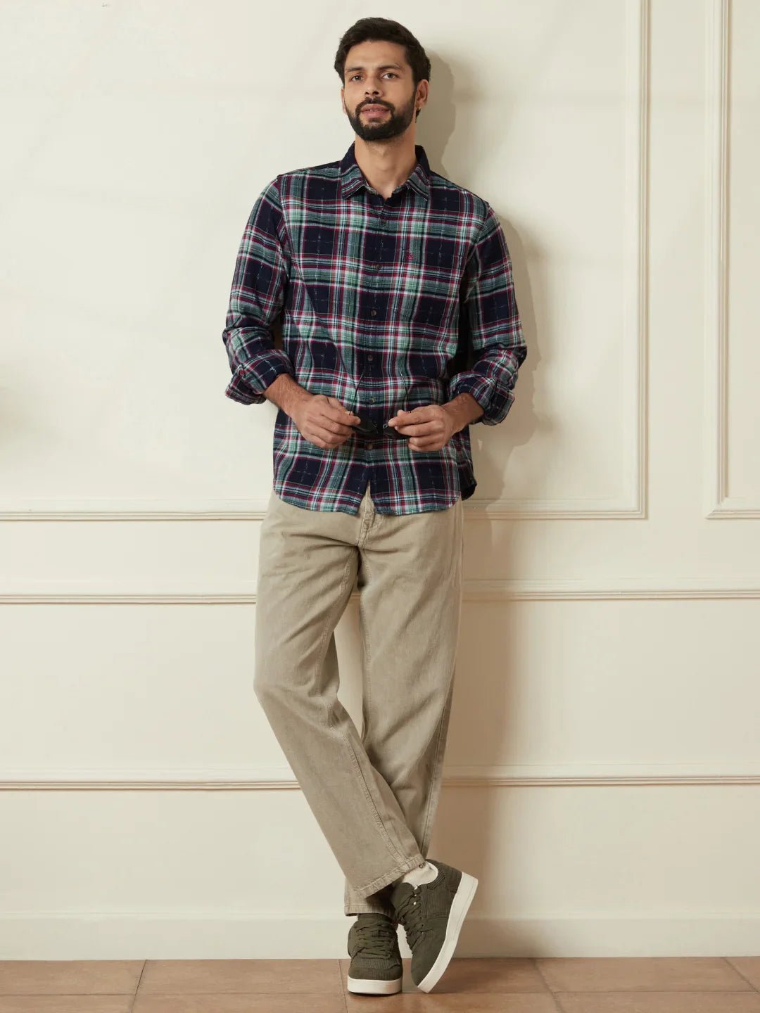 Casual Checked Cotton Shirt | Green