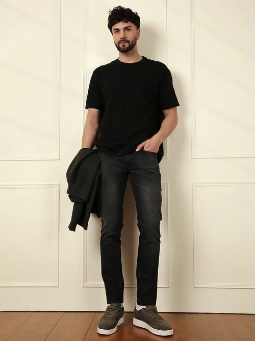 Casual Heavy Fade Slim Fit Jeans | Black