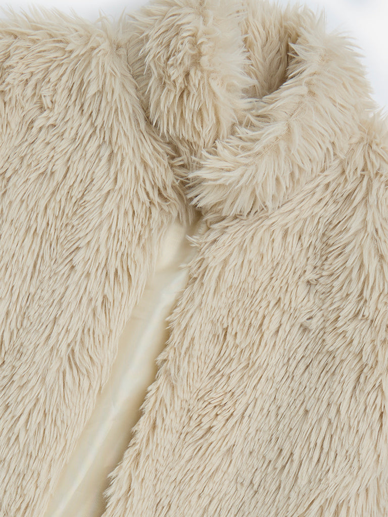 Y&F Kids Beige Faux Fur Jacket