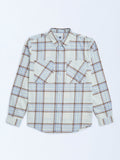 Y&F Kids Off-White Checks Patterned Cotton Shirt