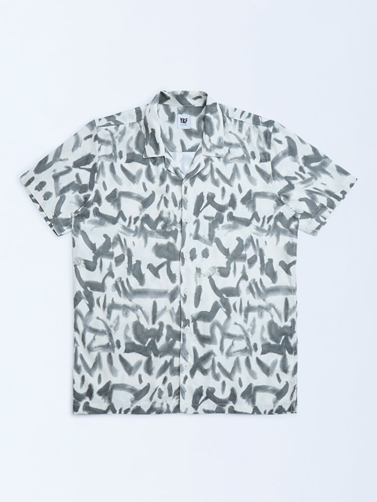 Y&F Kids Charcoal Abstract Design Resort-Fit Shirt