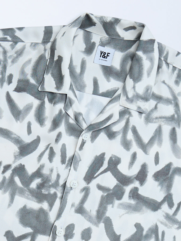 Y&F Kids Charcoal Abstract Design Resort-Fit Shirt