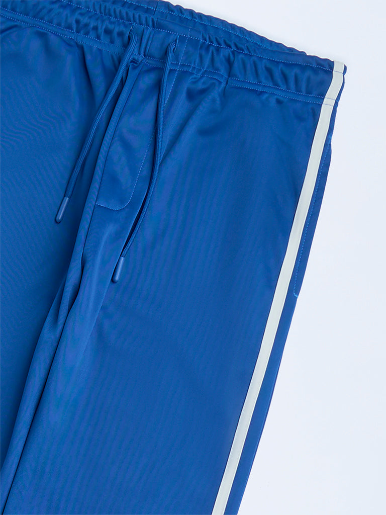 Y&F Kids Blue Striped Mid-Rise Trousers