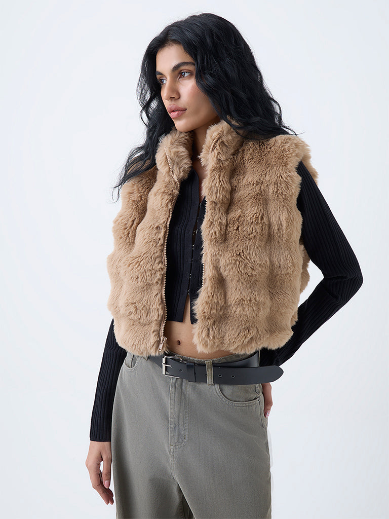 Nuon Beige Faux-Fur Jacket