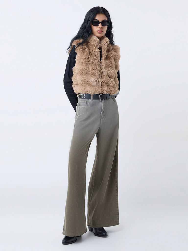 Nuon Beige Faux-Fur Jacket