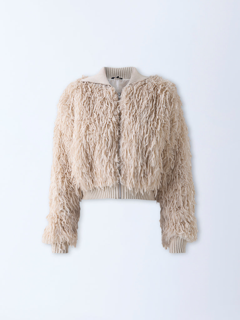 Nuon Beige Faux-Fur Jacket