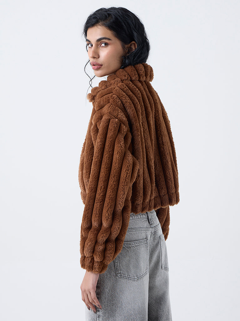 Nuon Brown Faux-Fur Jacket