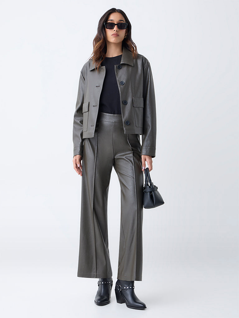 LOV Olive Faux Leather Jacket