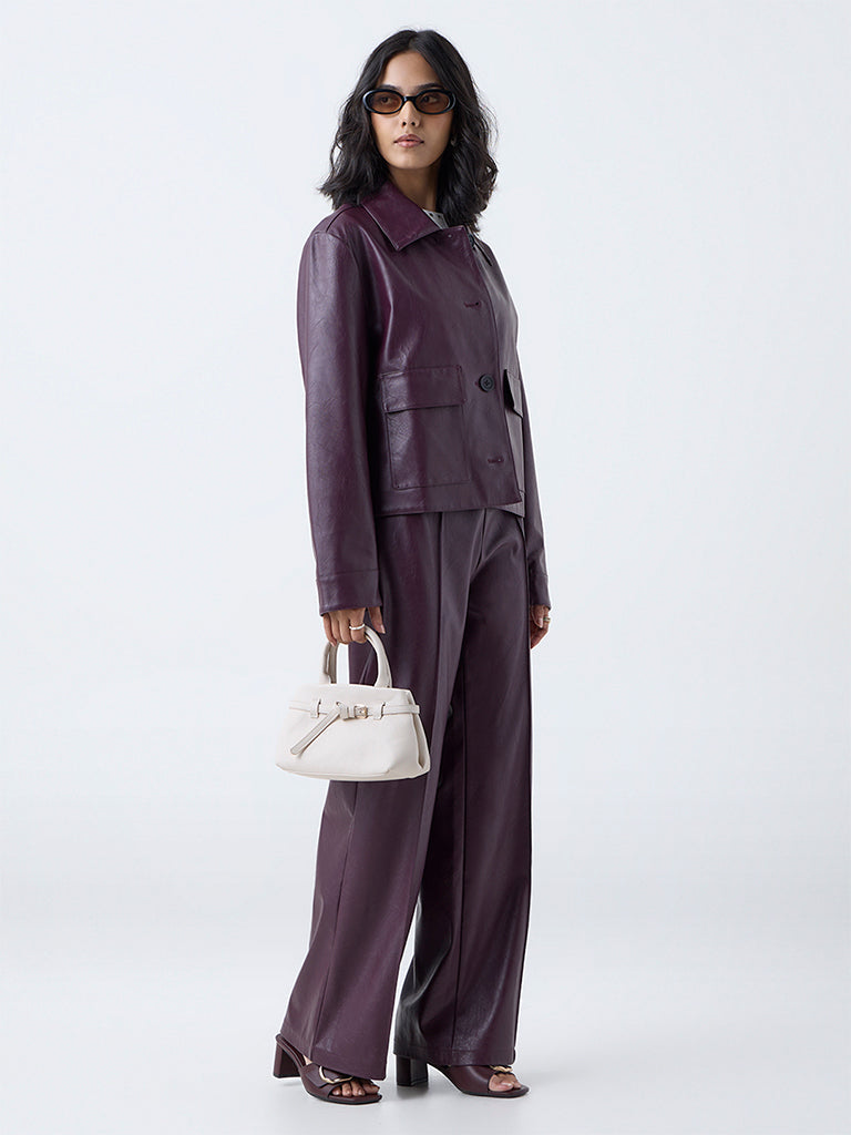 LOV Burgundy Faux Leather Jacket