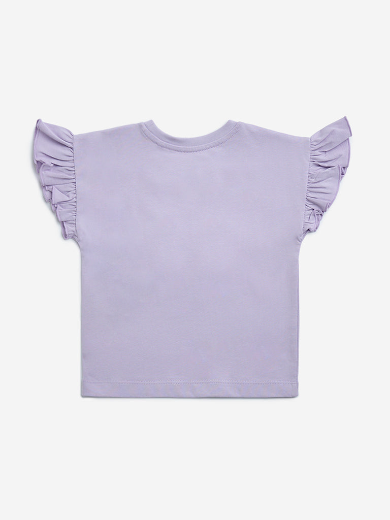 HOP Kids Lilac Applique-Detailed Cotton Top