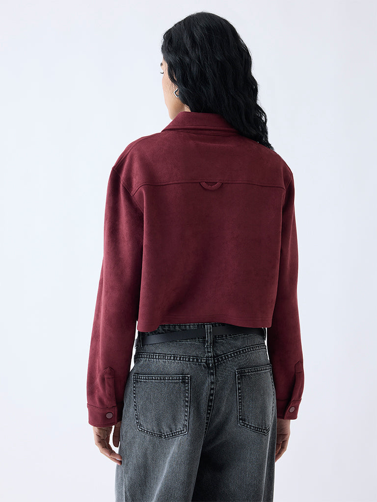 Nuon Maroon Solid Jacket